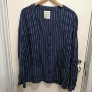 ノーカラーリネン混合カーディガン|CHE-ST S