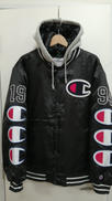 HOODED SATIN VARSITY JACKET|CHAMPION × SUPREME