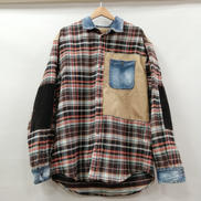 ドロップショルダーミックスチェック長袖シャツ|DSQUARED2