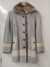 ラビットファー付ニットロングジャケット|BLANC BASQUE