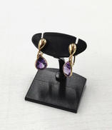 紫石付きイヤリング|K18