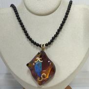 K18琥珀ネックレス|宝石付きネックレス