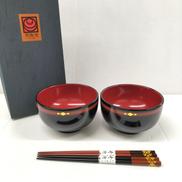 どんぶり＆箸２膳ゼット|秀衡塗 丸三漆器