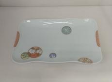 寿赤絵 角盛皿|深川製磁