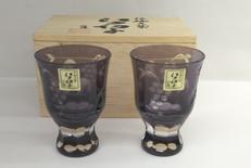 江戸切子 酒杯ペア　葡萄 紫|田島硝子