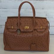 ハンドバッグ|オーストリッチ ブラウン