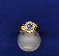 ブルー石付きリング|-