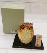 親ふくろう アンバー金|津軽びいどろ