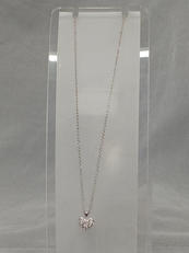 K18WGダイヤ付ハートネックレス|K18WG