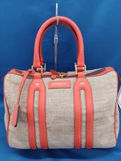 リネン×レザー ミニボストンバッグ|J&M DAVIDSON