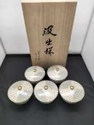 深川製磁 梅菊地紋 汲出椀揃 湯呑5点セット|深川製磁