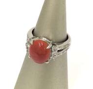 Pt900コーラルリング|0.35刻印 鑑別書有り