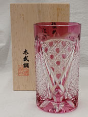 冷酒杯　江戸切子　ピンク|太武郎