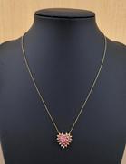 K18 ダイヤモンド&ルビー付きハートモチーフネックレス|R1.00CT D0.18CT