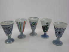 ワイングラス5客 絵変り|九谷焼