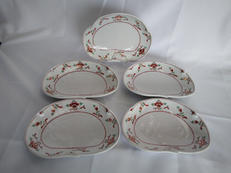 赤絵 花紋 和皿5枚組|橘吉