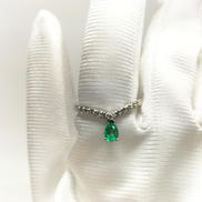 PT950エメラルドリング|ペアシェイプ0.20/D0.18