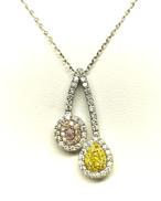 PT900/K18/ピンク/イエローダイヤネックレス|0.046/0.105 0.04/0.05/0.31