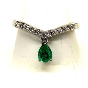 PT950エメラルドリング|ペアシェイプ 0.20/D0.18