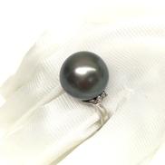 PT900黒蝶真珠リング|0.10刻 約16.5MM珠