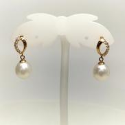 K10パールトップピアス|宝石付きピアス