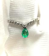 PT950エメラルドリング|ペアシェイプ 0.20/D0.18