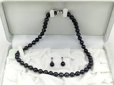 ネックレス&イヤリング|黒染めアコヤ真珠