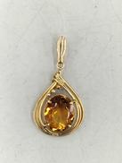 オレンジ石付きペンダントトップ|K18