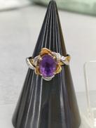 紫石付コンビリング|K18/PT900