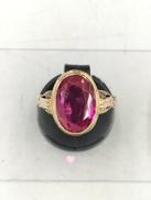 ピンク石付きリング|K18