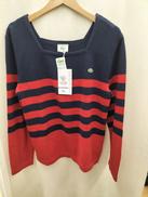 ラコステ ボーダー柄スクエアネック ニット|LACOSTE