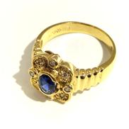 青石・ダイヤ付きリング|総重量4.4G #8.5