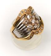 K18/Pt900 ダイヤモンド付きコンビリング|D1.00CT