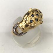 K18 Pt900 ダイヤモンド付き 豹 パンサーリング|D0.05CT/6.0g