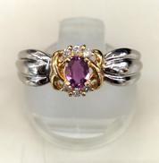 K18 Pt900 ダイヤモンド付きコンビリング|0.30CT/D0.06CT