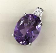 K18 アメジスト＆メレダイヤモンド付きペンダントトップ|総3.8g