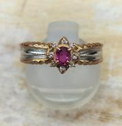 K18/Pt900 ダイヤモンド付きコンビリング|0.07CT