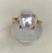 K18 パール付きリング|3.1g