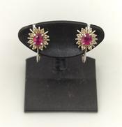 Pt900 ルビー＆ダイヤモンド付きイヤリング|R0.31ct/R0.28ct/D0.09ct×2