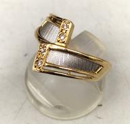 K18/Pt900 ダイヤモンド付きコンビリング|D0.03