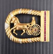 K18 ダイヤモンド＆ルビー付き ベルトバックル|D0.27CT/R1.63CT