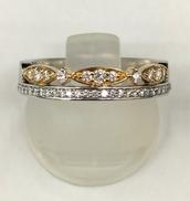 K18/Pt950 ダイヤモンド付きデザインコンビリング|D0.31