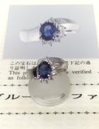 天然ブルーサファイア＆ダイヤモンド付きプラチナリング|D0.24CT