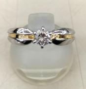 K18/Pt900 一粒ダイヤモンド付きリング|D0.333CT