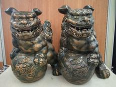 狛犬、置物2体セット|不明