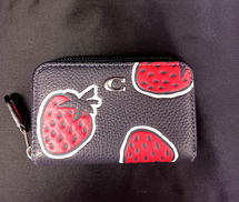 スモール ジップ アラウンド カード ケース・ストロベリー|COACH