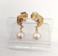 パールピアス ダイヤ付き|K18