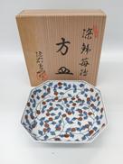 染錦苺絵　方皿|源右衛門窯