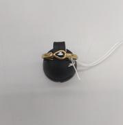 K18黒 白石付リング|不明