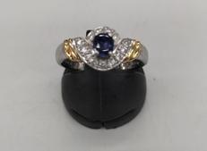 K18&PT900青石付リング|